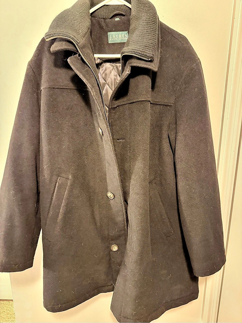 Lauren Ralph Lauren Men's Wool Pea Coat Black Medium